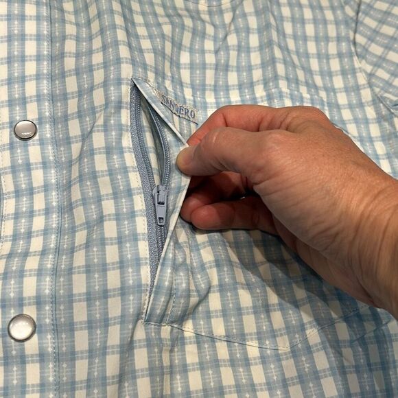 Sendero Provision Co Confluence Tech Shirt Sz XL Blue White Long Sleeve Snap But - Picture 6 of 8